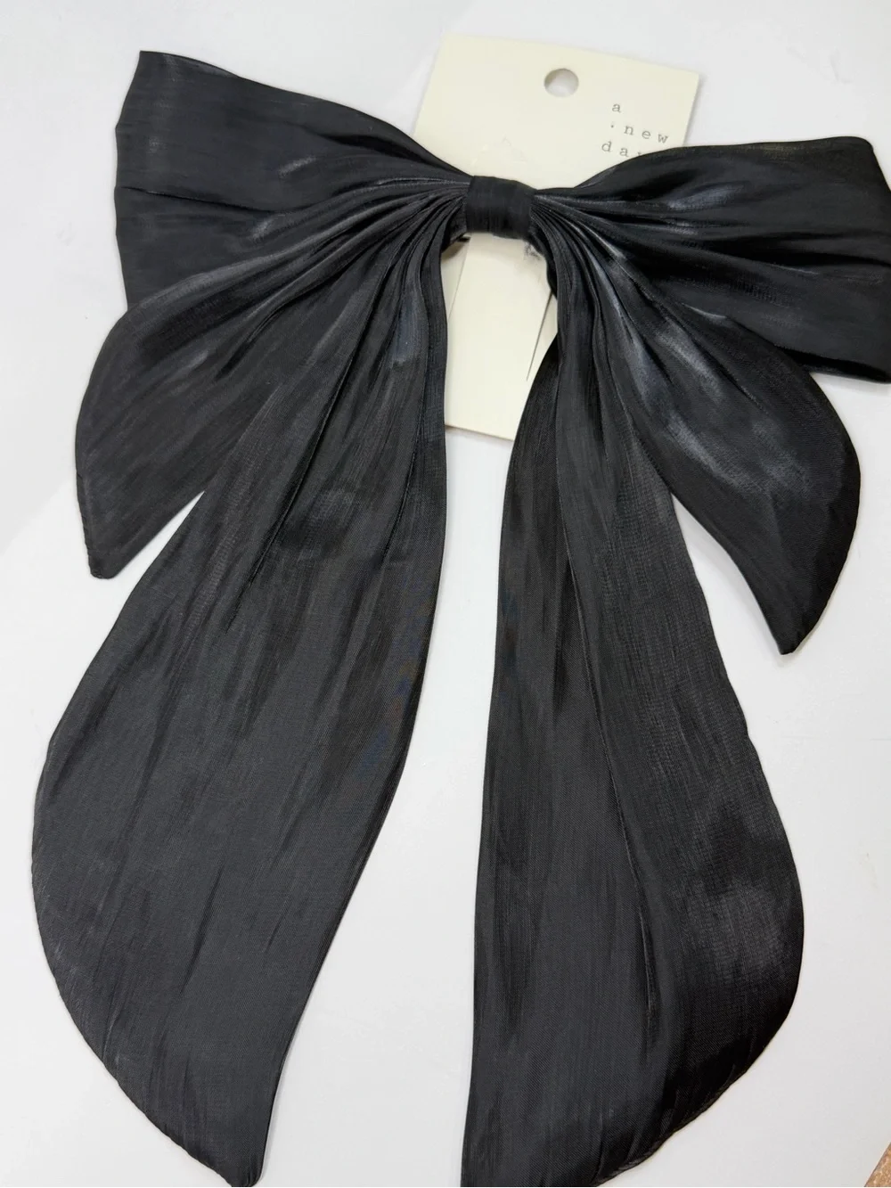 a new day Black Satin Bow Hair Scarf